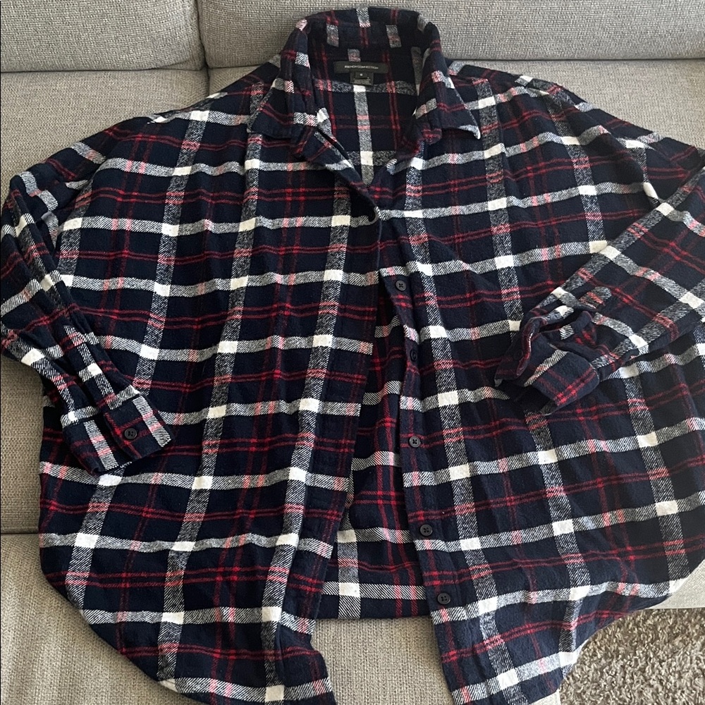 French Connection Navy and Red Plaid Shirt